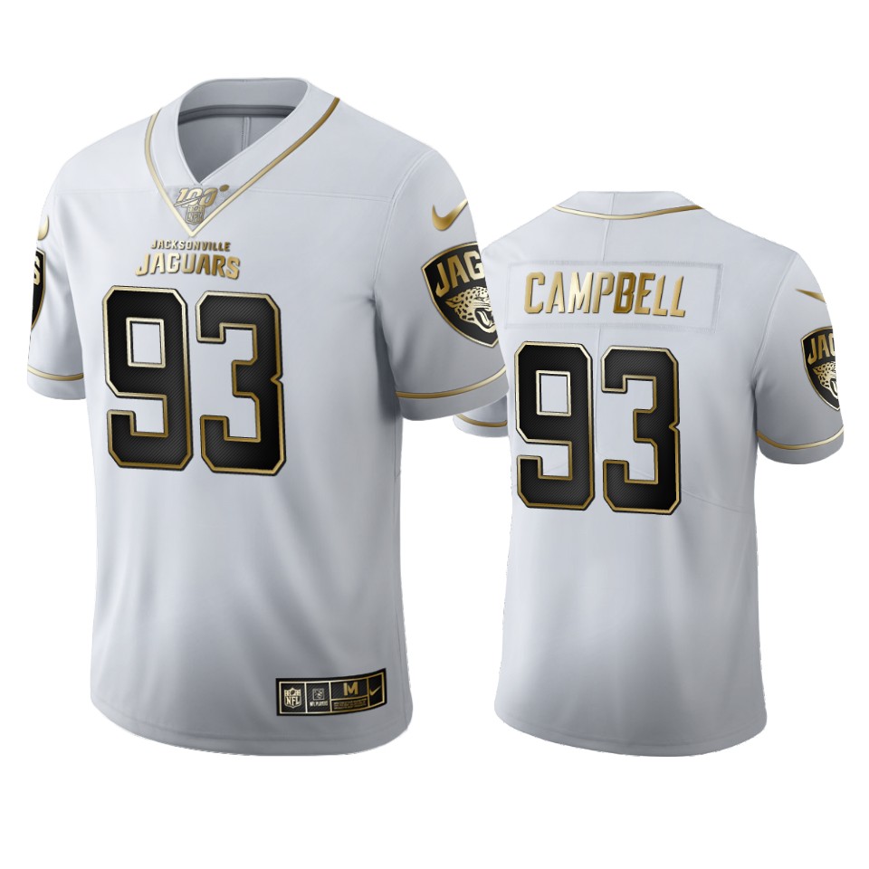 Men Nike Jacksonville Jaguars 93 Calais Campbell White Golden Edition Vapor Limited NFL 100 Jersey